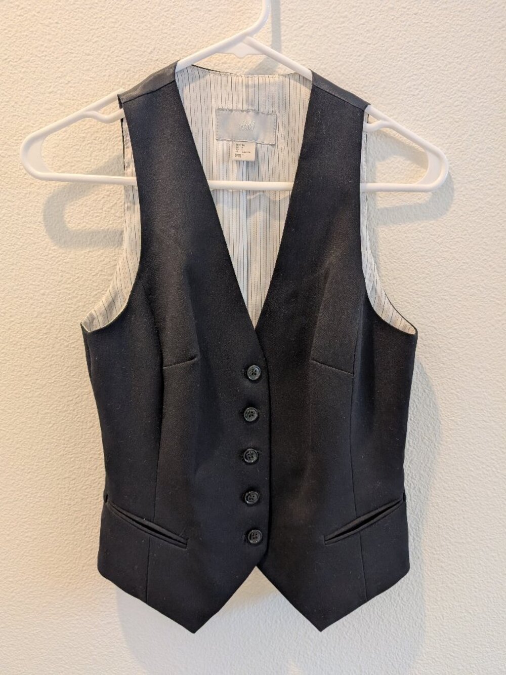 H&M Black Suit Vest, Size US 4 /EUR 34 (2 pockets)